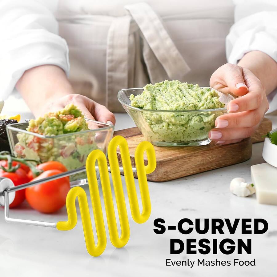 Color Masher Zulay Kitchen Potato Masher with Premium Silicone Coated Stainless ...