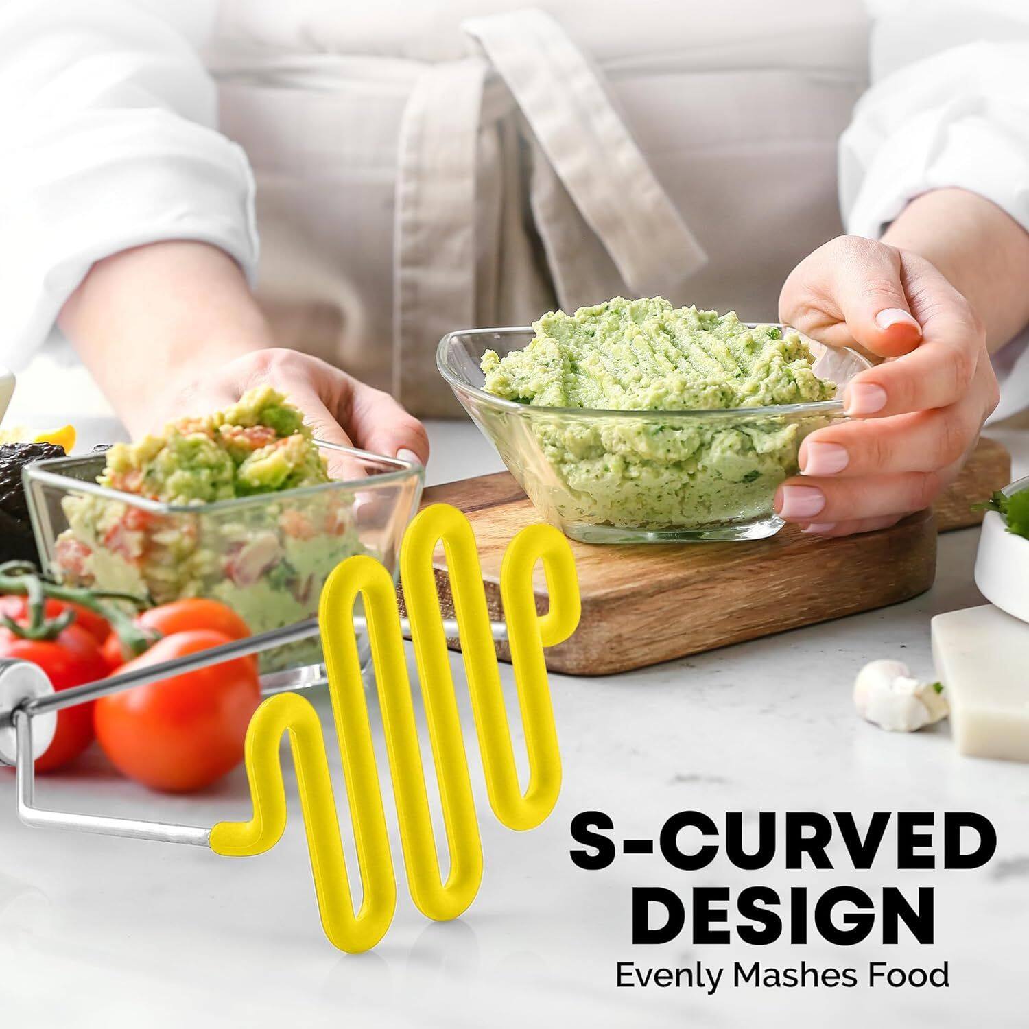 S-CURVED DESIGN Evenly Mashes Food