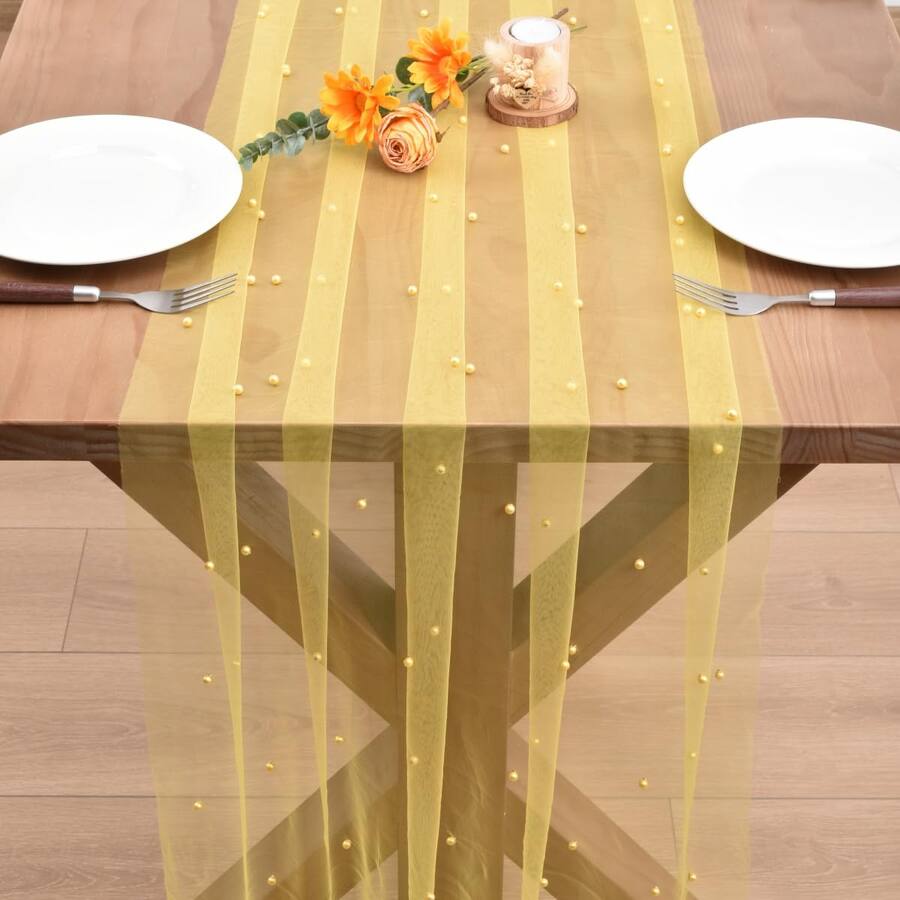 Dapper Styles Fall Thanksgiving Table Runner Boho Rustic Tulle Lace For ...