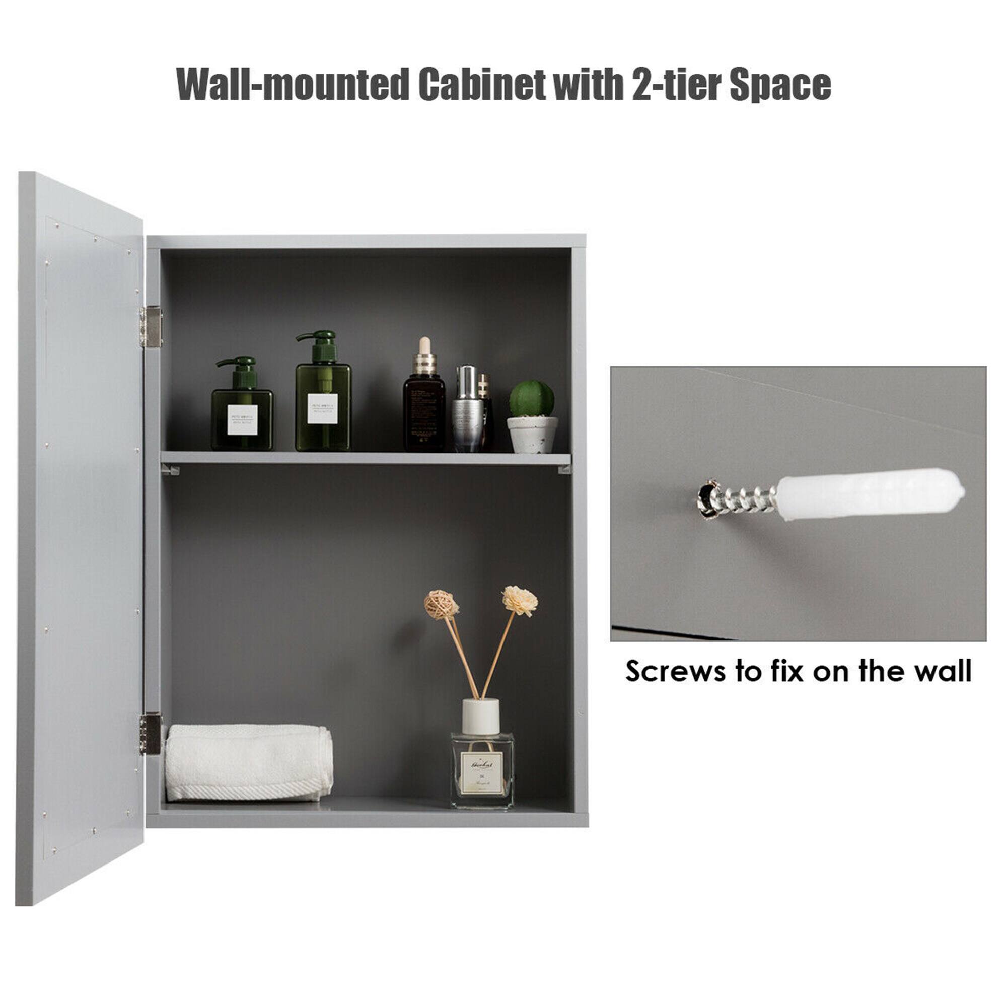 Wall-mounted Cabinet with 2-tier Space

Screws to fix on the wall