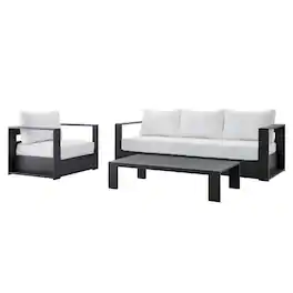 Modway - Tahoe 3-Piece Outdoor Patio - Powder-Coated Aluminum Set - Gray White