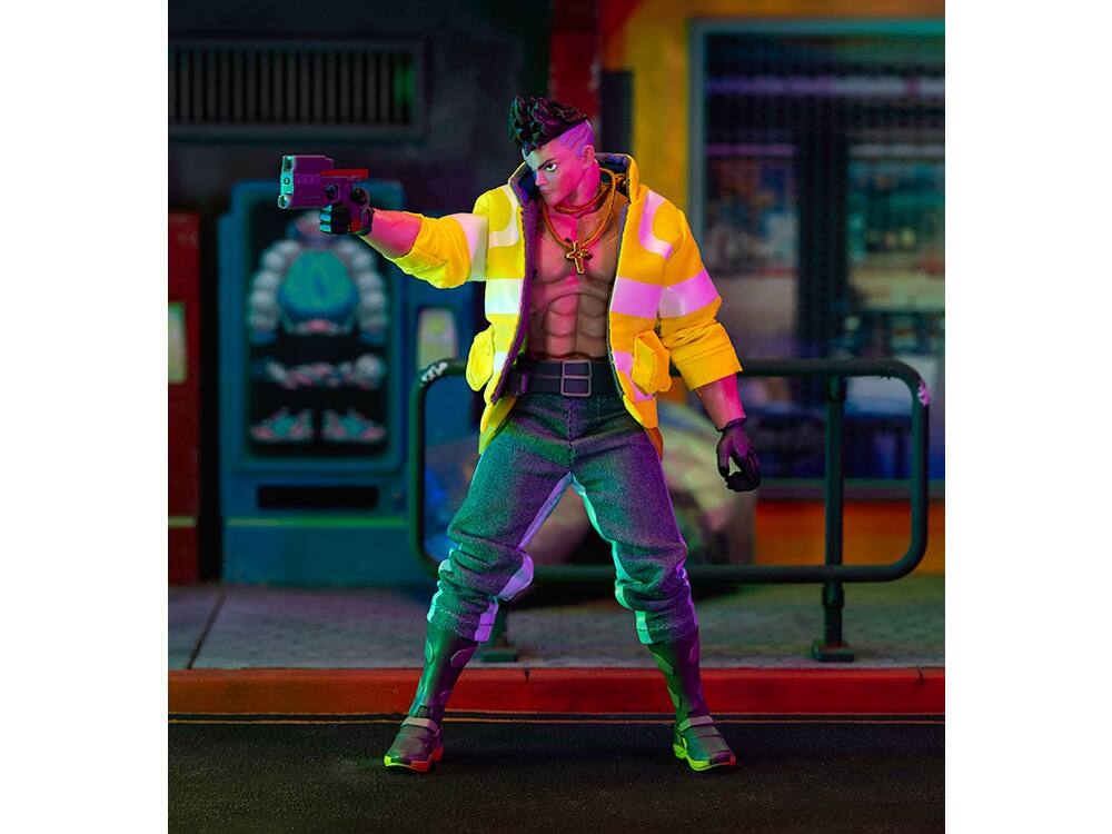Left. Jada - David Martinez 6" Moveable Figure with Accessories & Alternate Head/Hands "Cyberpunk: Edgerunners" 2022 Jada - Multicolor.