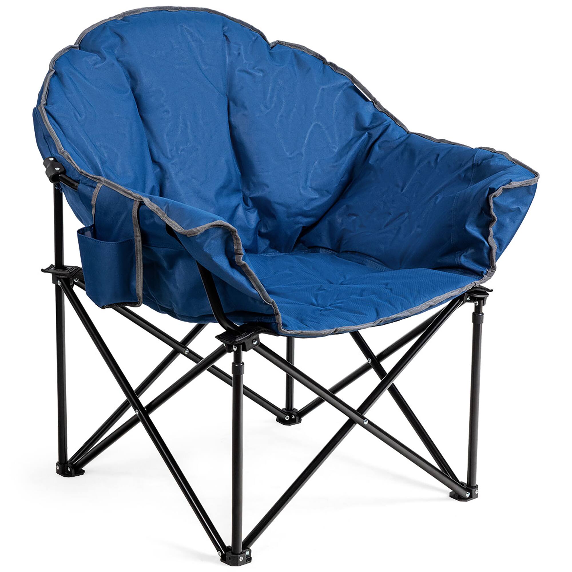 Alt View 13. Costway - Folding Camping Moon Padded Chair with Carry Bag Cup Holder Portable Navy - Navy.