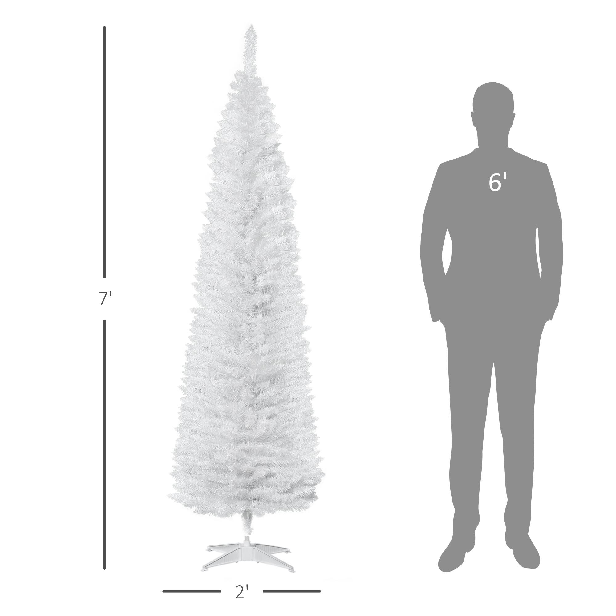 Alt View 2. Homcom - Artificial Pencil Christmas Tree, Slim Xmas Tree with 499 Realistic Branch Tips and Plastic Stand - white.