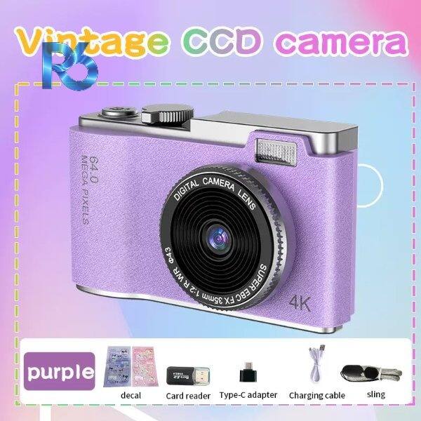 Vintage CCD camera  
MEGA 64.0 PIXELS  
DIGITAL CAMERA LENS 43 WR SUPER R 1:2 EBC 35mm FX 4K  
purple decal  
CES FE Card reader  
Type-c adapter  
Charging cable  
sling