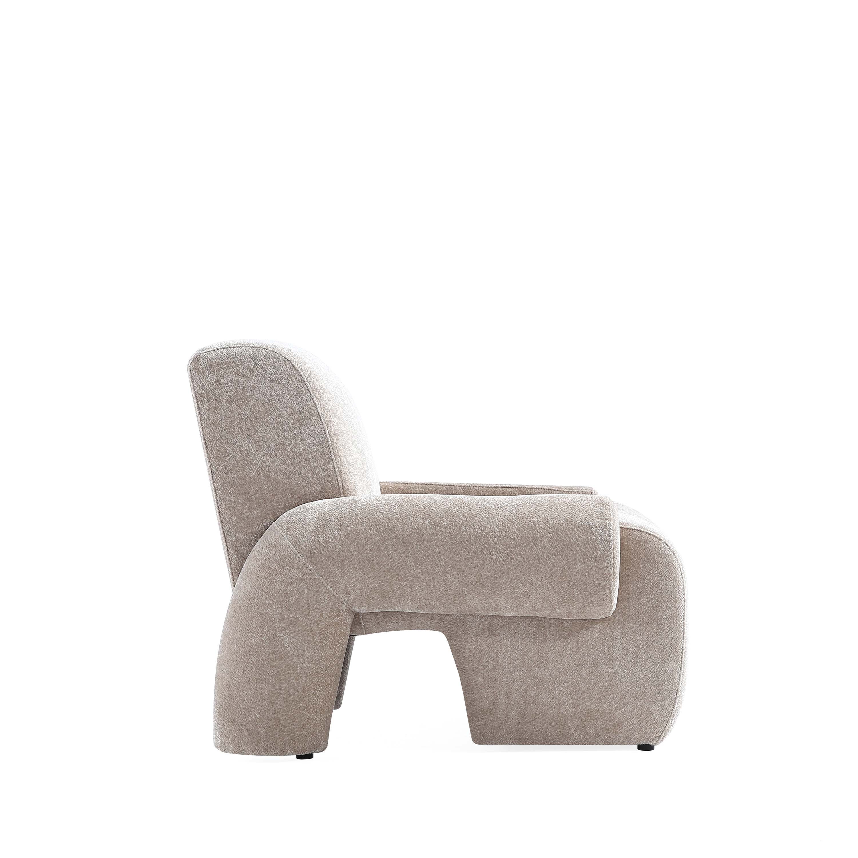 Alt View 3. Manhattan Comfort - Verandah Mid-Century Modern Chenille Lounge Chair - Set of 2 - Beige.