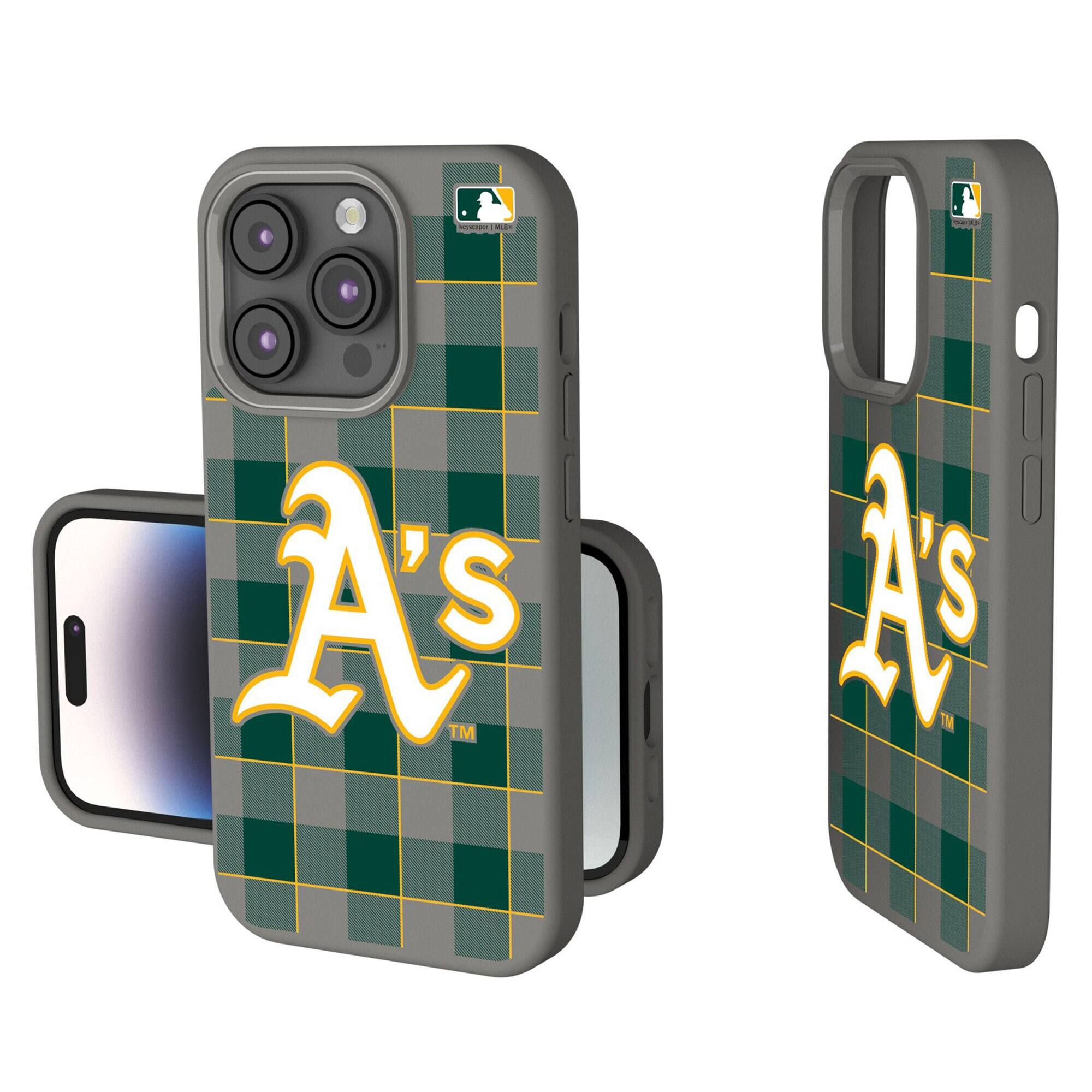 Front. Keyscaper - Athletics Plaid Soft Touch iPhone Case - 15 - Gray.
