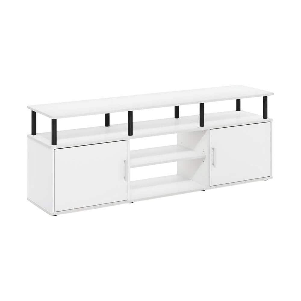 FurniFact - Wood TV Stand for 70 Inch Screens and Black with Modern Design - White
