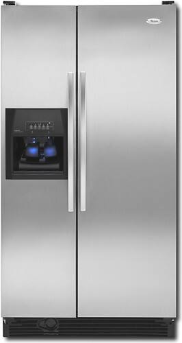 Front Standard. Whirlpool - 25.3 Cu. Ft. Side-by-Side Refrigerator with Thru-the-Door Ice and Water - Stainless-Steel.