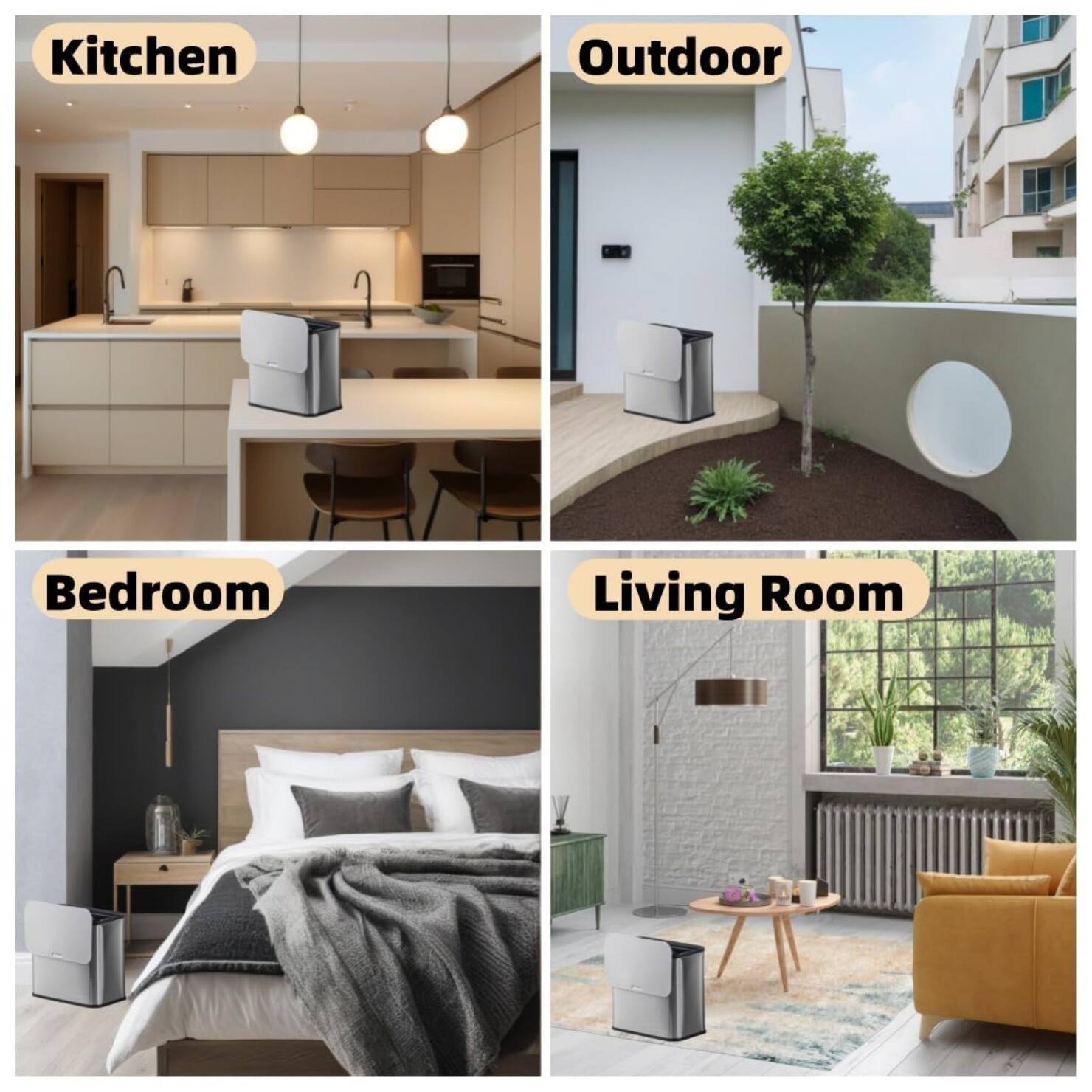 Kitchen  
Outdoor  
Bedroom  
Living Room