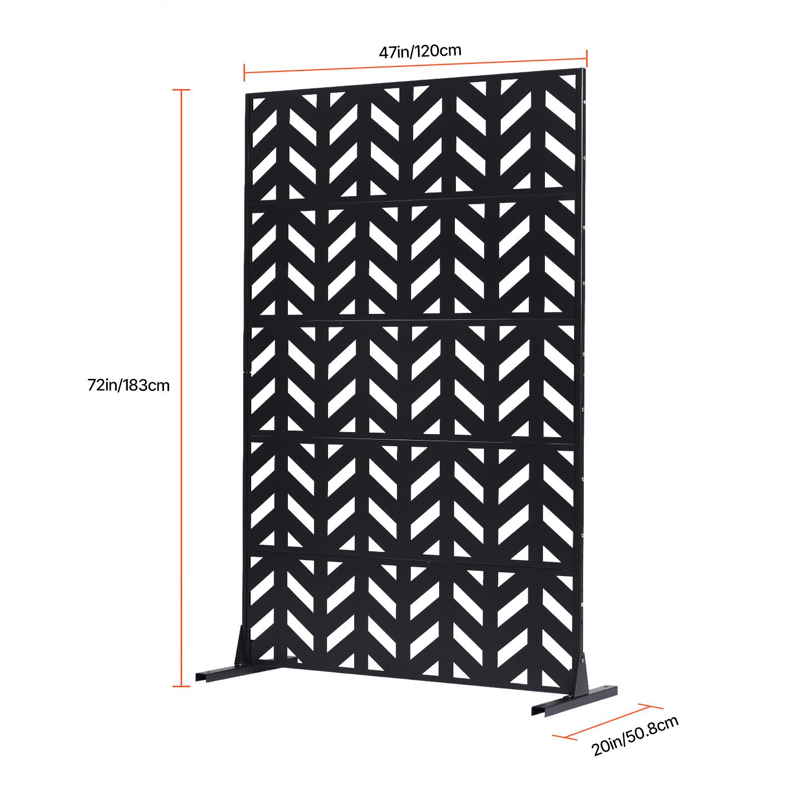 47in/120cm  
72in/183cm  
20in/50.8cm