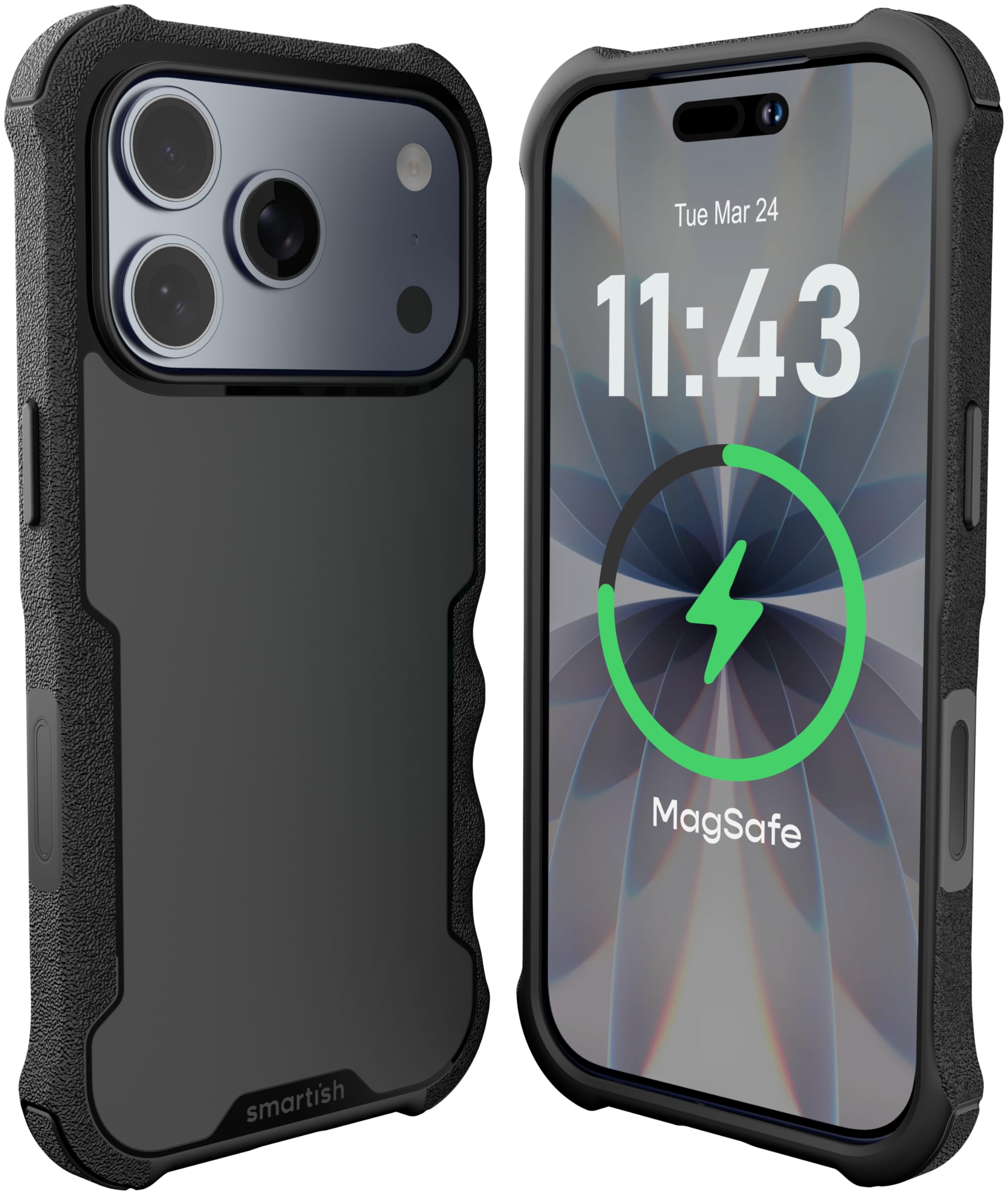 Smartish - iPhone 18 Pro/17 Pro MagSafe Case - Gripzilla - Protective Grip Heavy Duty Cover - Black - Black Tie Affair