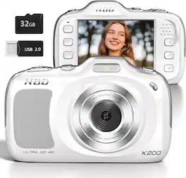NBD - K200A 4K Digital Camera for Photography, 64MP, Autofocus, 16X Digital Zoom, 32GB Card