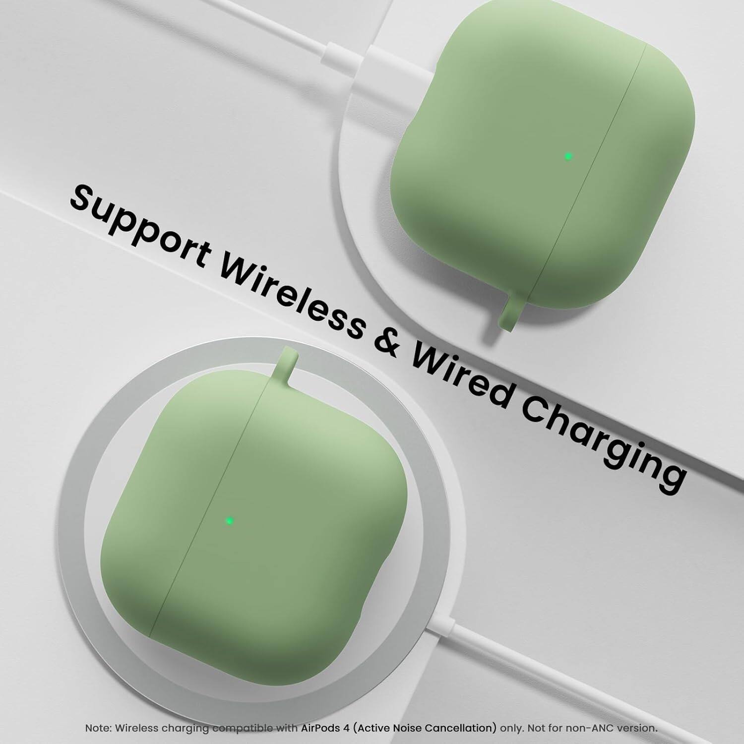 Support Wireless & Wired Charging

Note: Wireless charging compatible with AirPods 4 (Active Noise Cancellation) only. Not for non-ANC version.