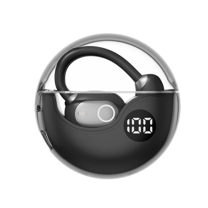 Front. RISOKEYS - Noise Cancelling Wireless Earbuds, Transparent, 40H Battery, Waterproof for Workout Commuting Office Men Women,Black.