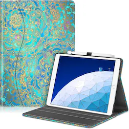 Fintie - Folio Case for iPad Air 3rd Generation 2019 / iPad Pro 10.5" 2017 Vegan Leather Multi Angle Stand Cover With Pocket - Shades of Blue
