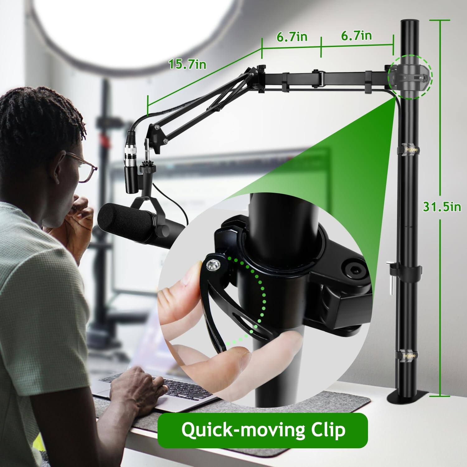 6.7in  
6.7in  
15.7in  
31.5in  

Quick-moving Clip