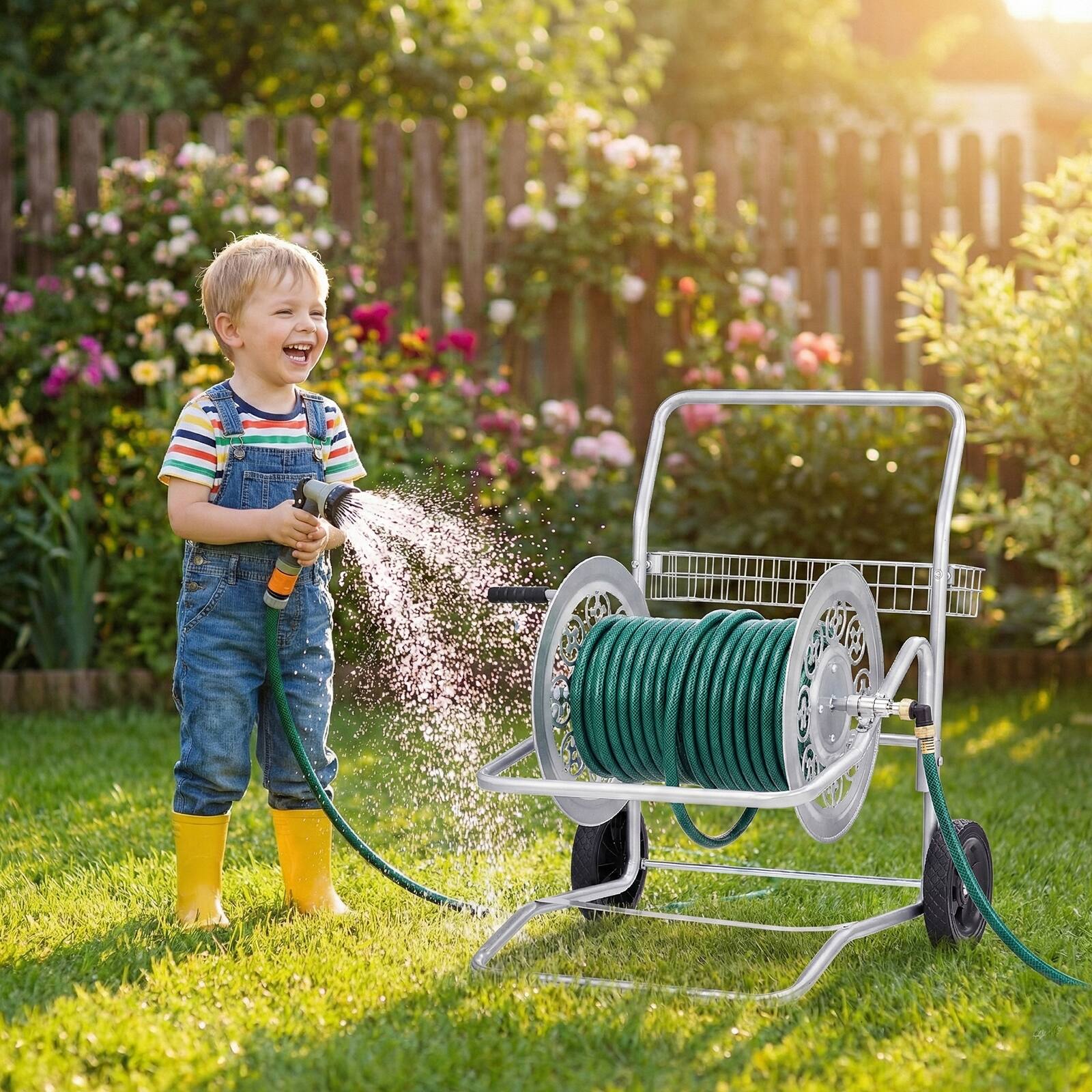 Left. Winado - Garden Hose Reel Cart, Heavy Duty Water Hose Cart for Outside, Lawn Watering, for Garden, Hold Up to 200ft.
