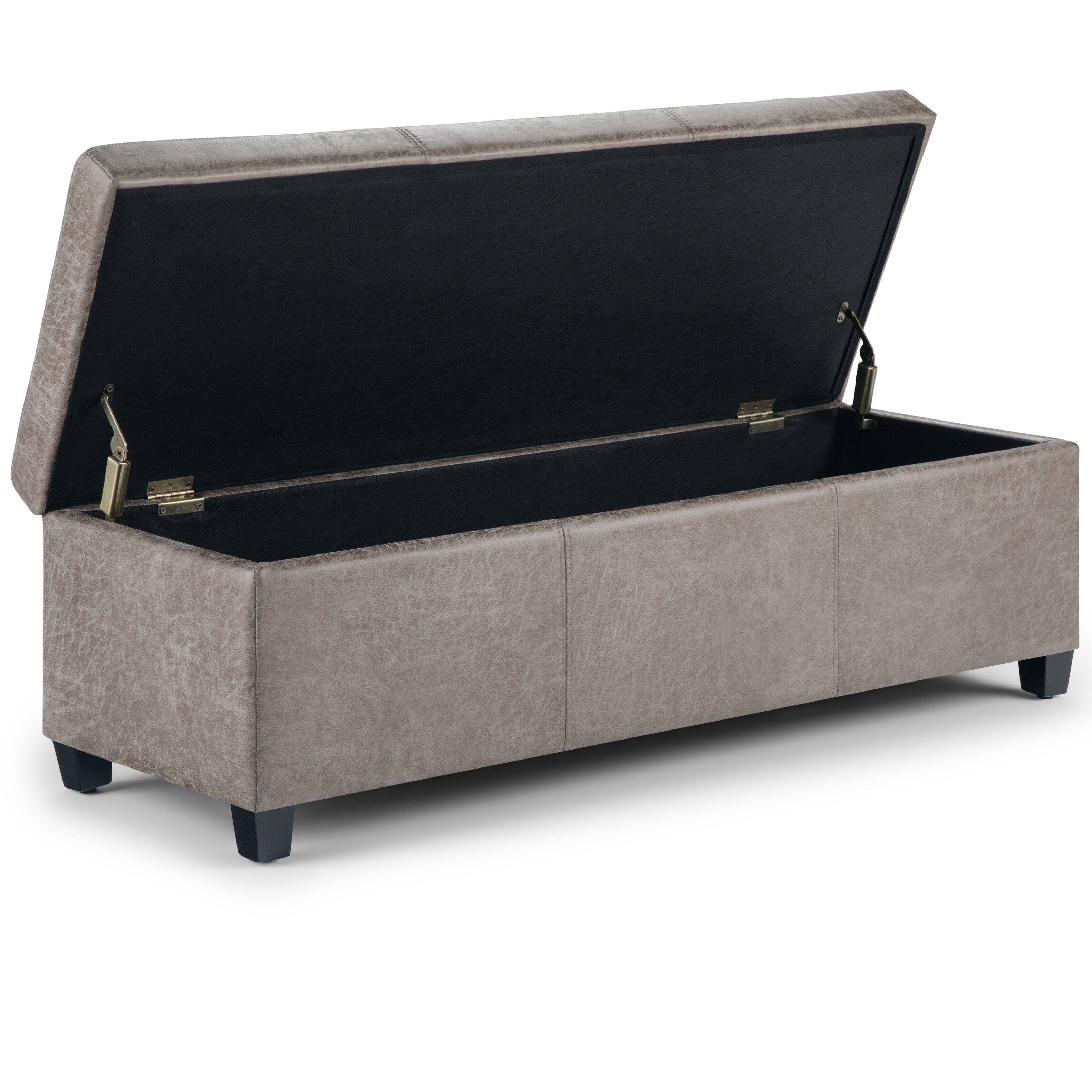 Alt View 11. Simpli Home - Avalon Storage Ottoman Bench - Distressed Grey Taupe.