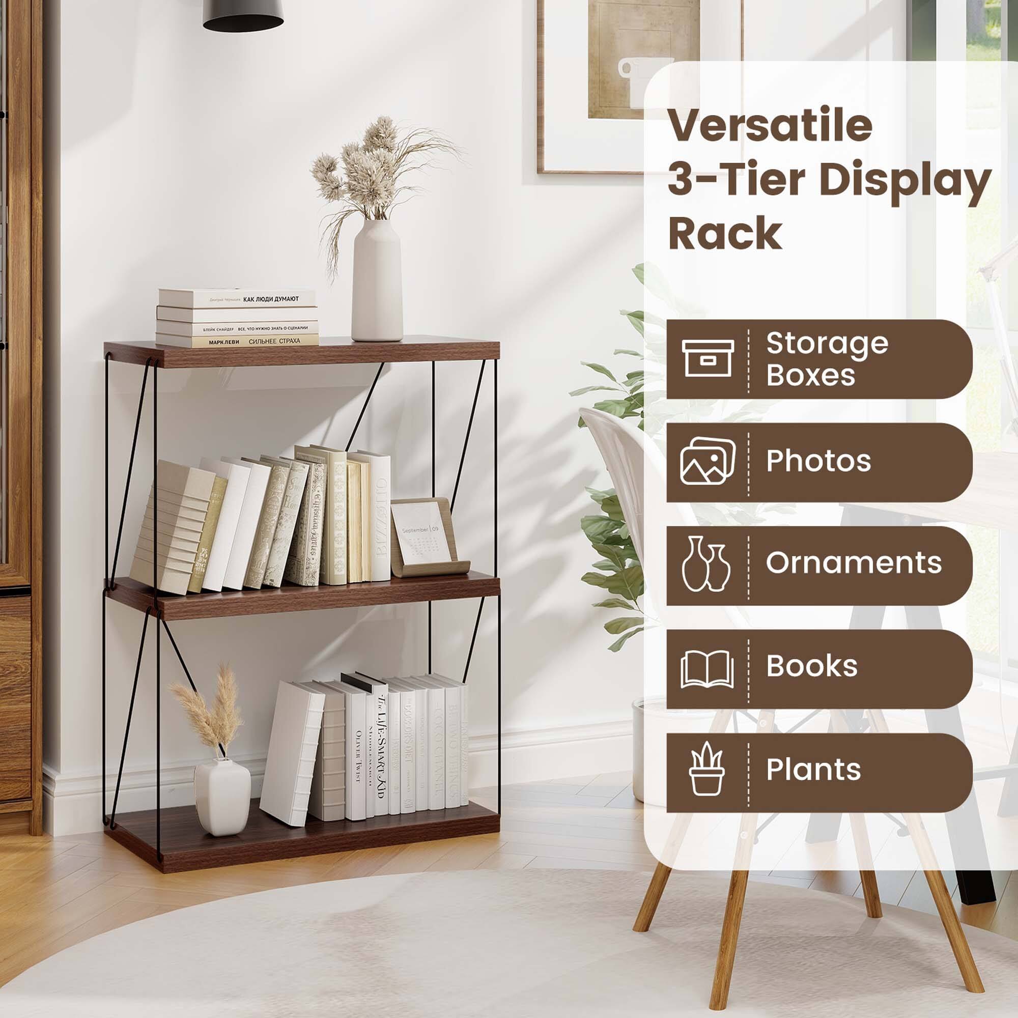 Versatile 3-Tier Display Rack - Storage Boxes, Photos, Ornaments, Books, Plants