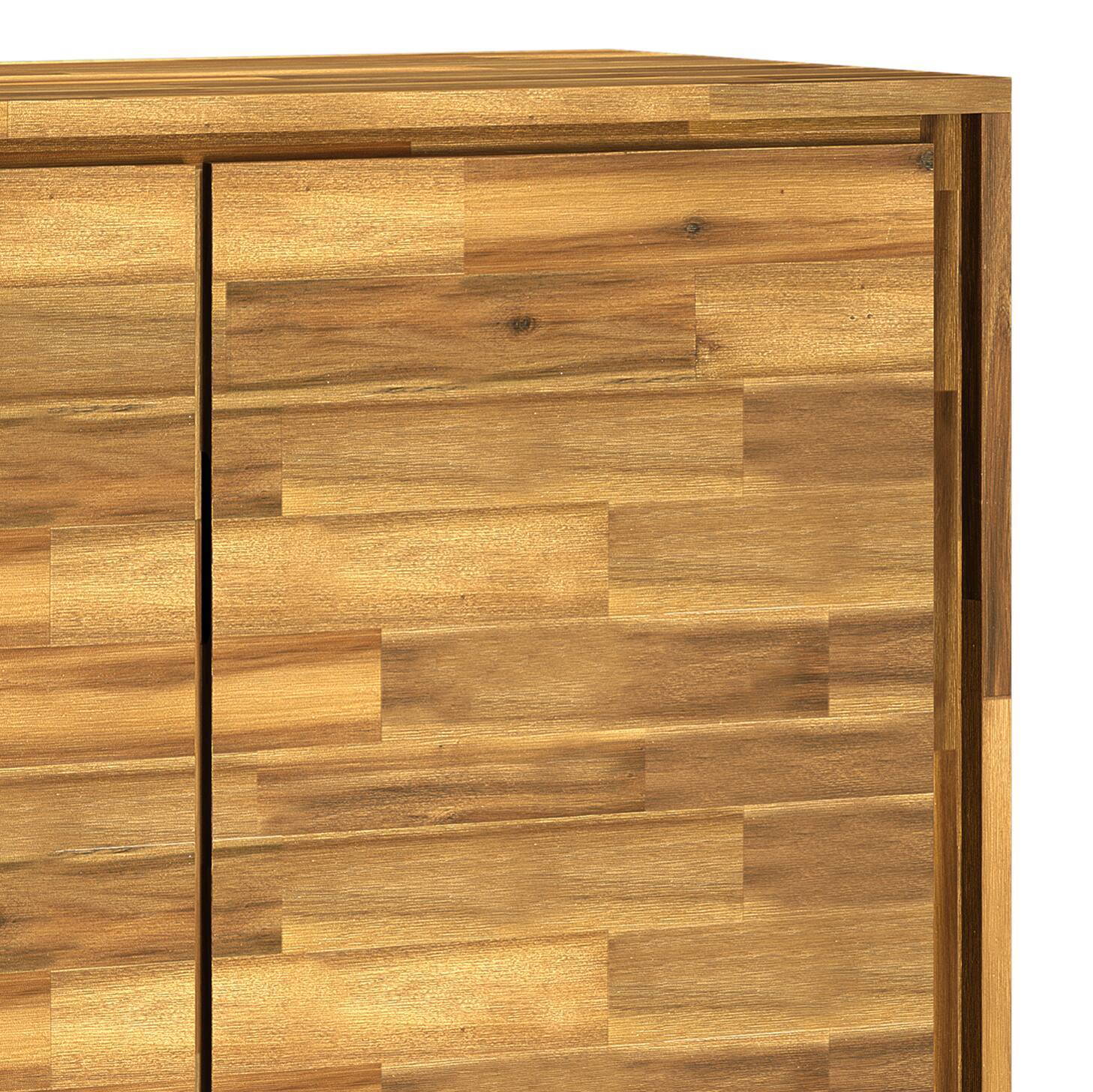 Alt View 4. Simpli Home - Lowry Solid Acacia 39 inch Storage Cabinet in Distressed Golden Wheat (Set of 2) - Distressed Golden Wheat.