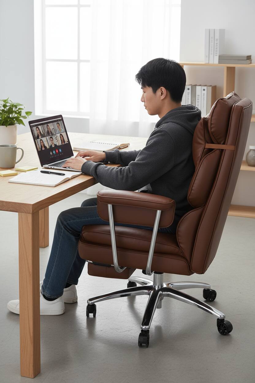 Alt View 4. AOITUN - Executive Home Office Desk Chair Ergonomic Comfort for Daily Use - Brown.