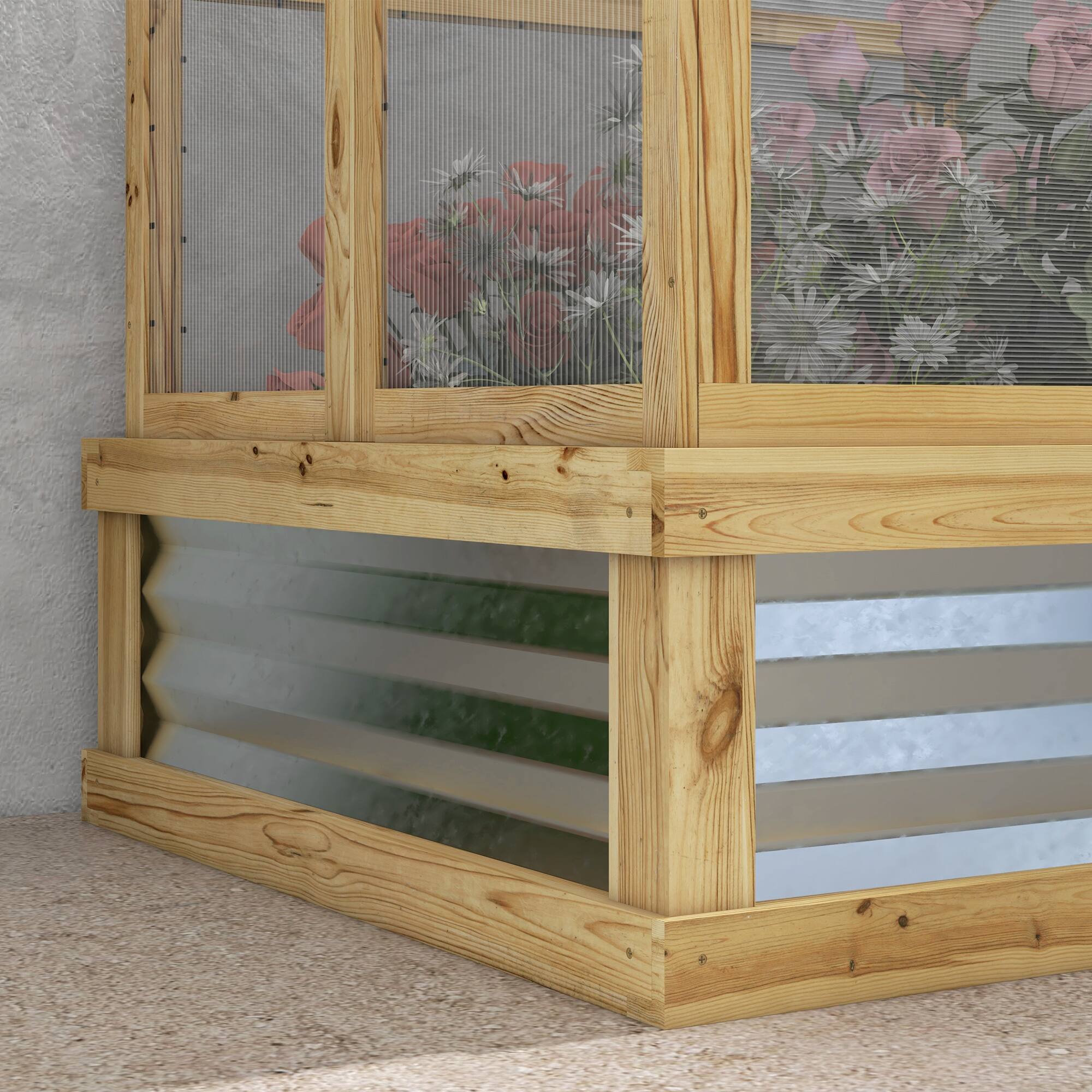 Alt View 8. Outsunny - Raised Garden Bed with Polycarbonate Greenhouse, Wooden Cold Frame Greenhouse, 35.5" x 31.5" x 36".