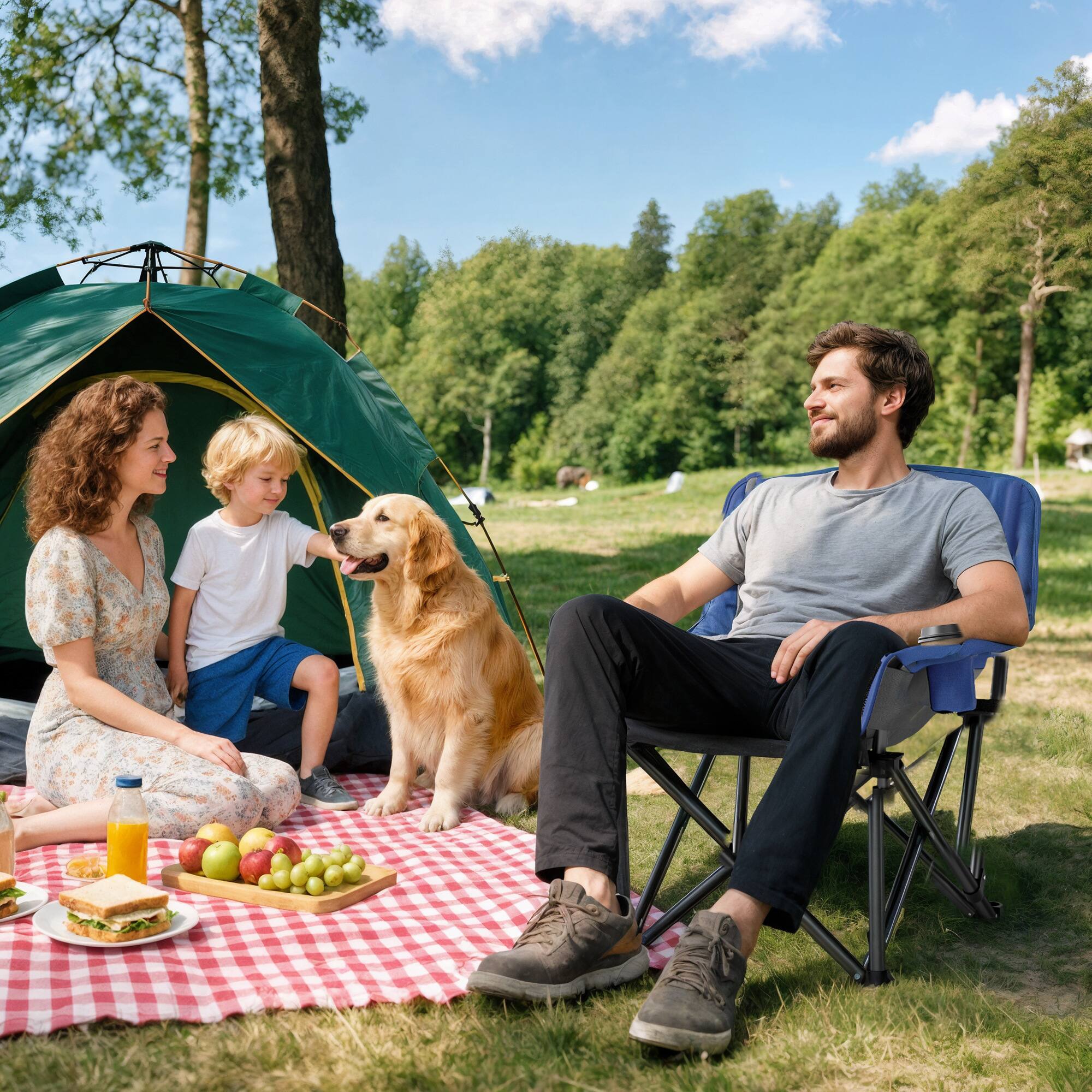 Alt View 1. Outsunny - Padded Camping Chair for Adults, Portable Folding Camping Chair with Side Pockets, Cup Holders, and Carry Bag - Light Gray.