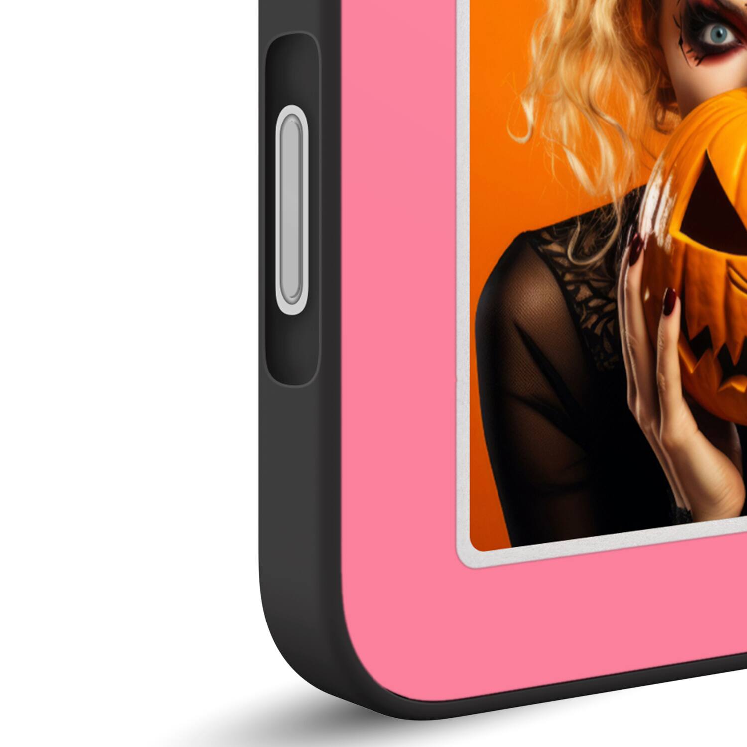 Left. Tizag - Digital Canvas Case for iPhone 16 Plus - Pink.