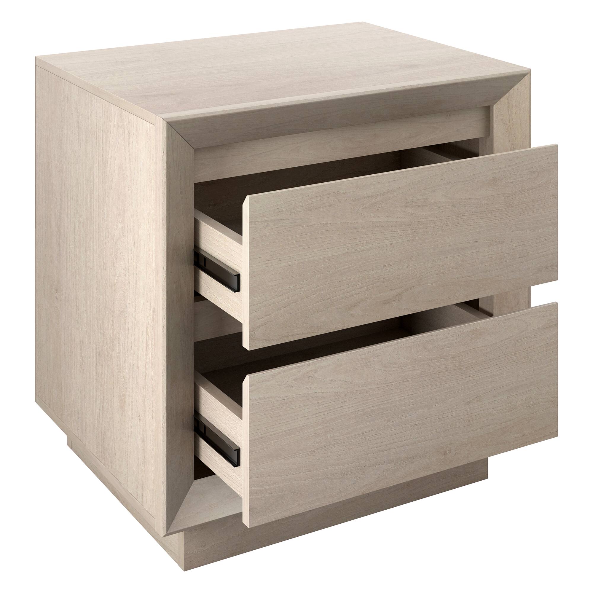 Alt View 1. Hudson&Canal - Emmett 24" Wide Rectangular Nightstand in Alder White - White.
