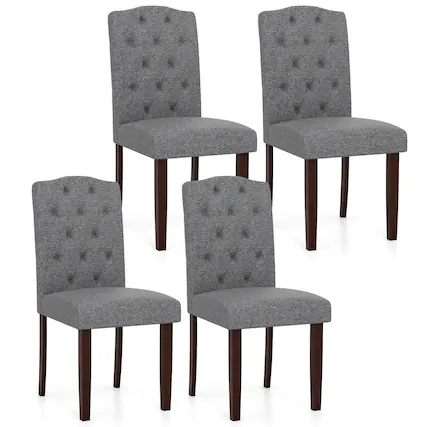 Front. Costway - Costway Wooden Dining Chair Set of 4 with Rubber Wood Legs Padded Seat S Springs, Kitchen - Gray.