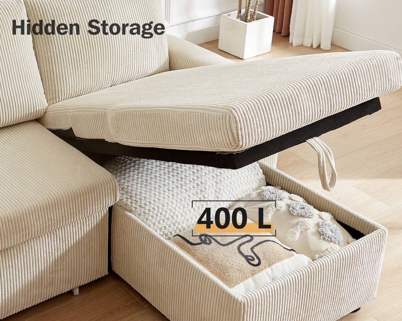Hidden Storage  
400 L