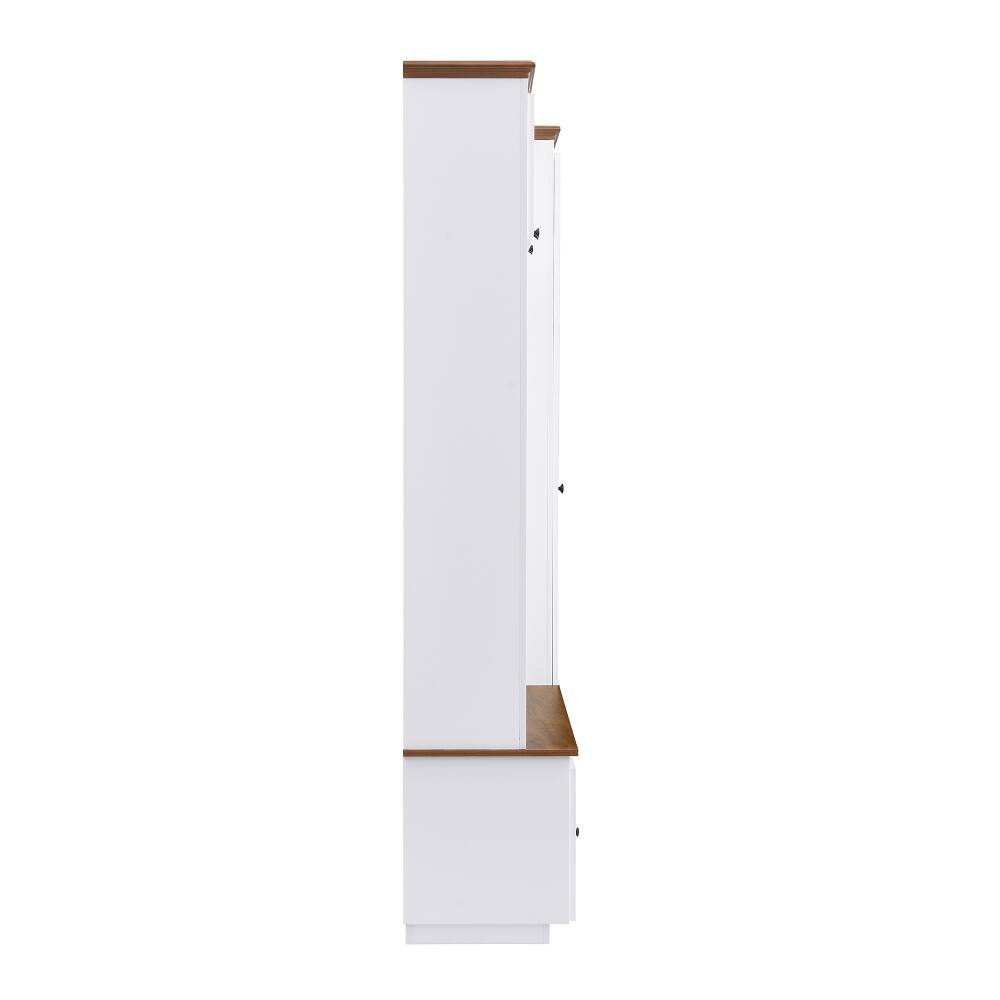 Alt View 9. Loheer - Loheer White Hall Tree with Storage Bench Farmhouse Coat Rack 78.7 Inch - White.