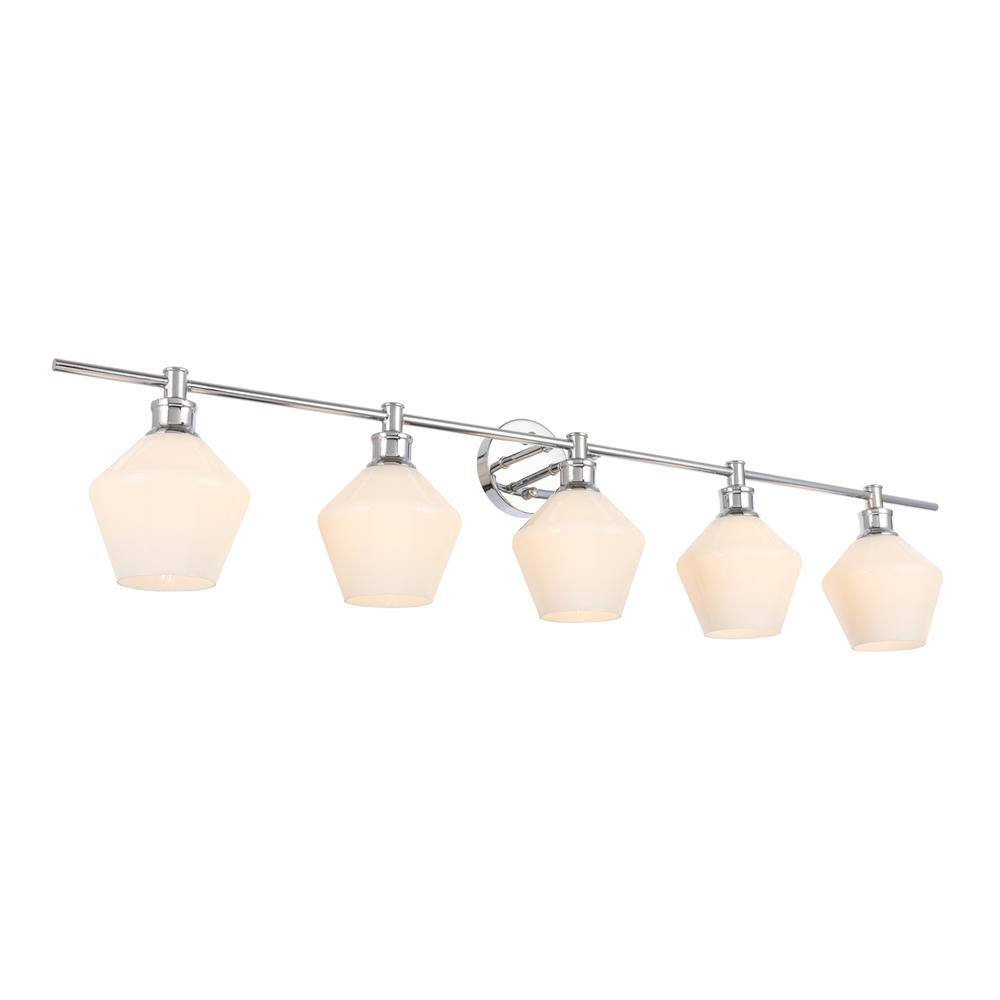 Angle. Living District - Gene 5 light Chrome and Frosted white glass Wall sconce - Chrome And Frosted White Glass.