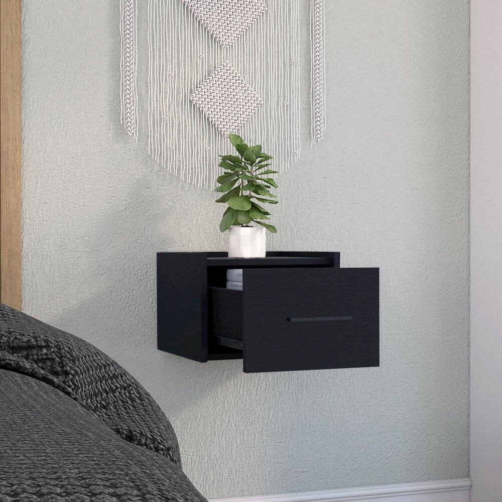 Alt View 4. TuHome - Boa Floating Nightstand Black MDF - Black.