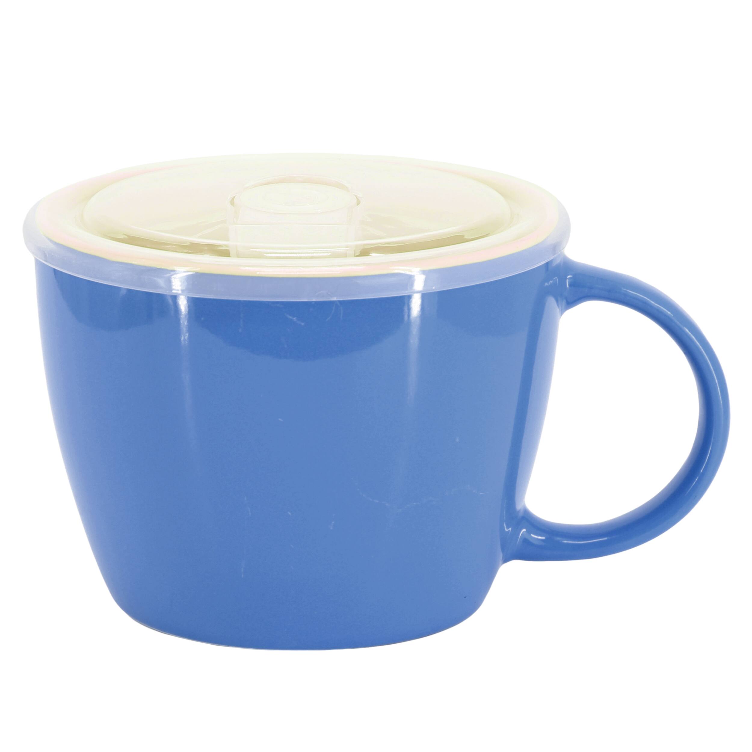 Alt View 1. Gibson - Gibson Home On The Go 4 Piece 25 Ounce Stoneware Soup Cup Set with Lid in Blue - Blue.