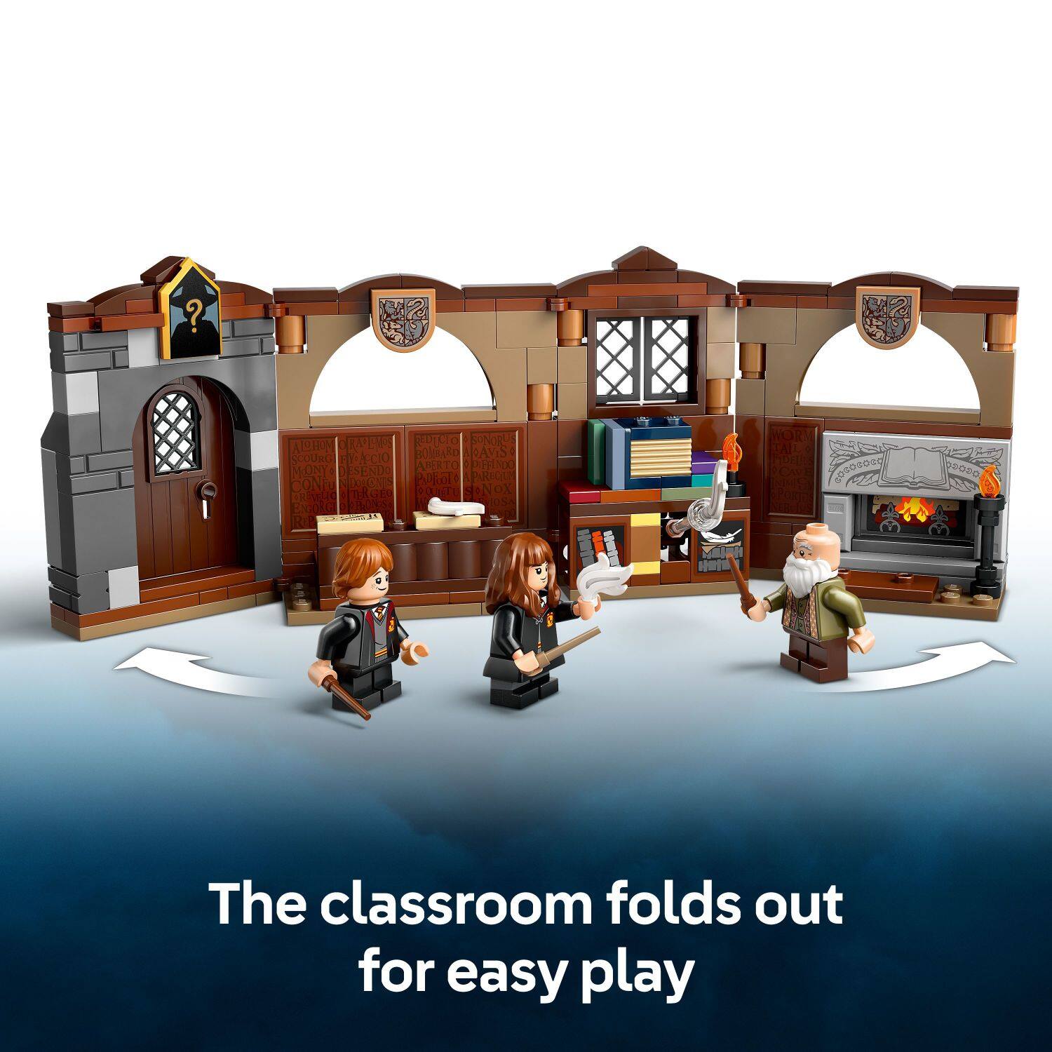 The classroom folds out for easy play.