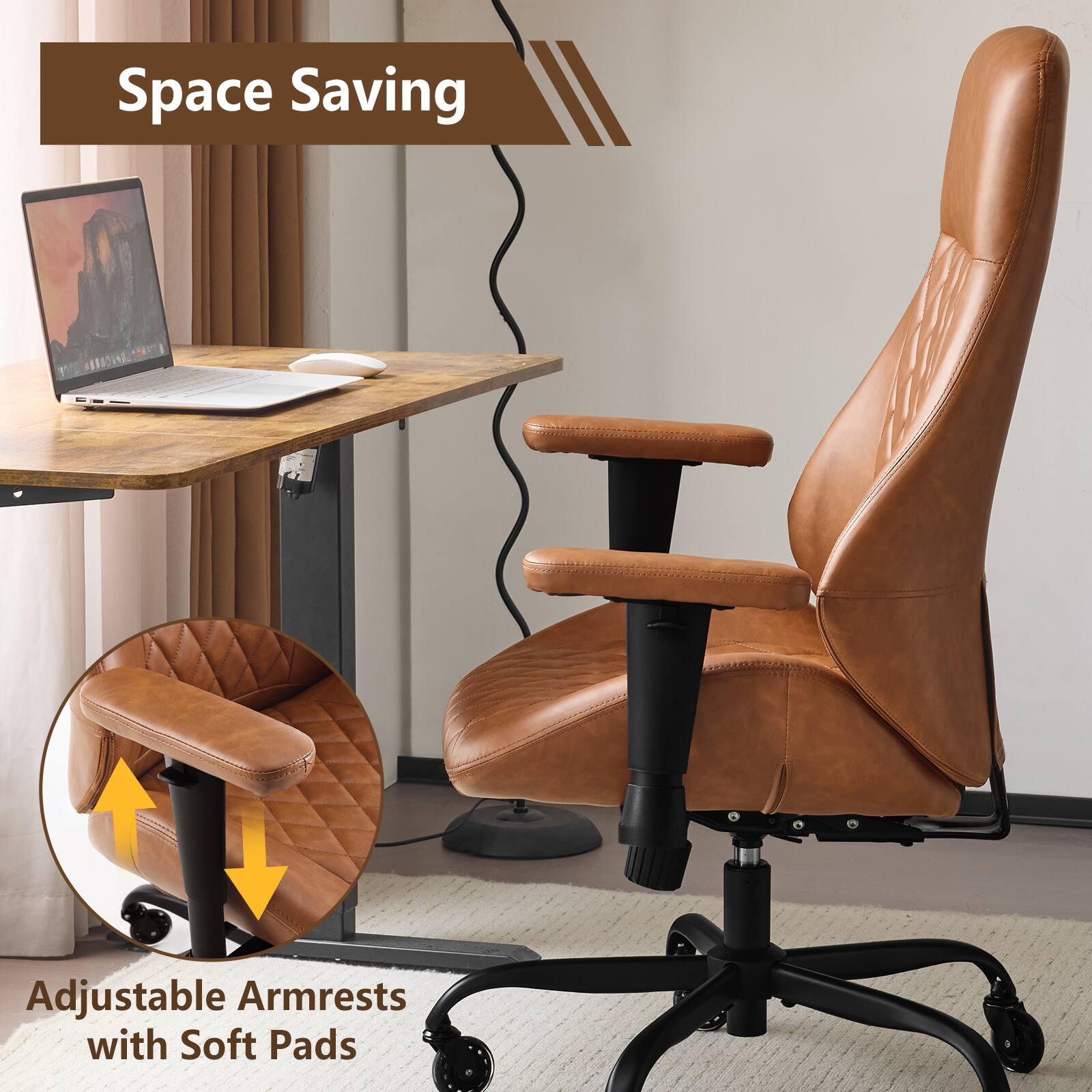 Space Saving Adjustable Armrests with Soft Pads