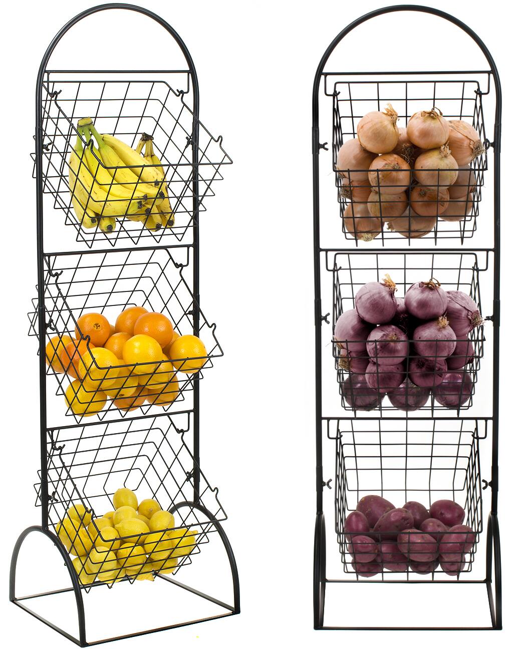 Alt View 2. Sorbus - Sorbus 3-Tier Wire Market Basket Storage for Fruit, Vegetables, Toiletries, Stylish Tiered Serving Stand - Black.