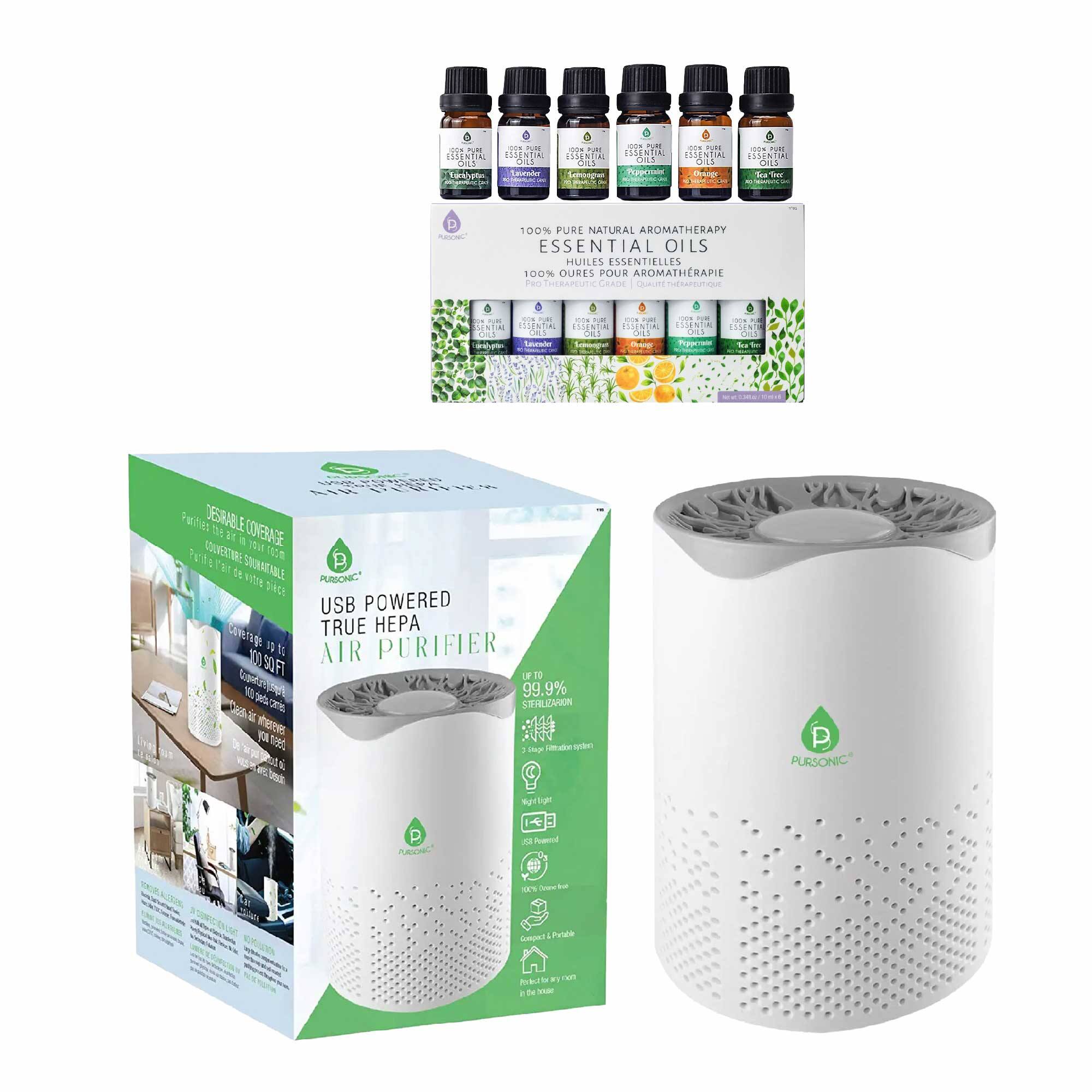 100% PURE NATURAL AROMATHERAPY ESSENTIAL OILS HUILES ESSENTIELLES 100% OURES POUR AROMATHERAPIE Feo ENORARELTIC GRADE CA
USB POWERED TRUE HEPA AIR PURIFIER 99.9% 100% STERILIZATION