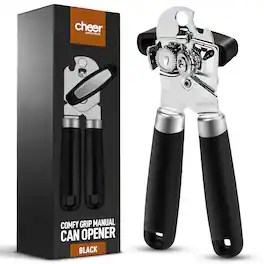 Cheer Collection - Heavy Duty Stainless Steel Can Opener with Soft Grip Handles Manual Kitchen Can and Bottle Opener - Default Title