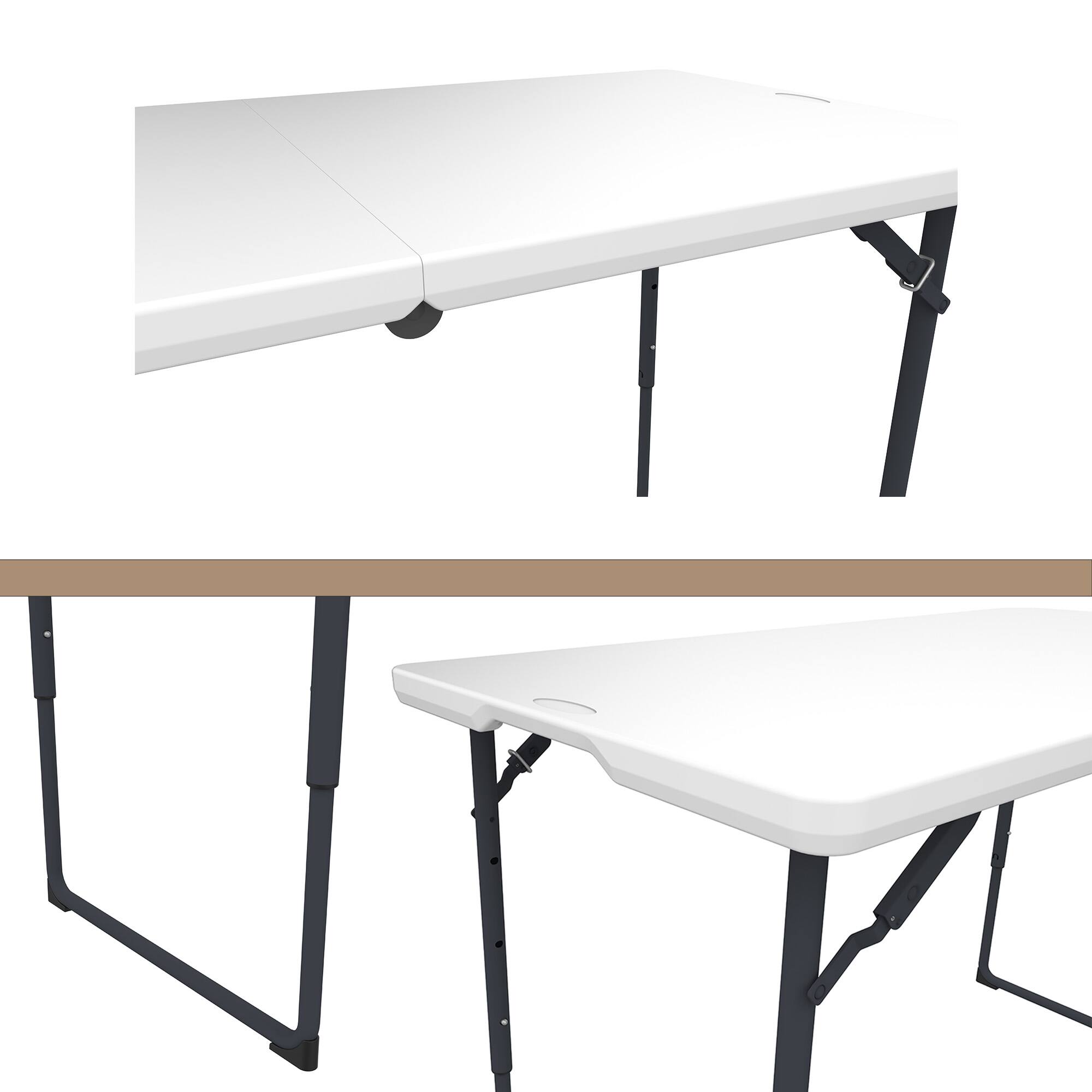 Alt View 4. Vipbear - Folding Table, Indoor Outdoor Foldable Plastic Folding Tables, Height Adjustable Portable Rectangular Utility Card Table - Black.