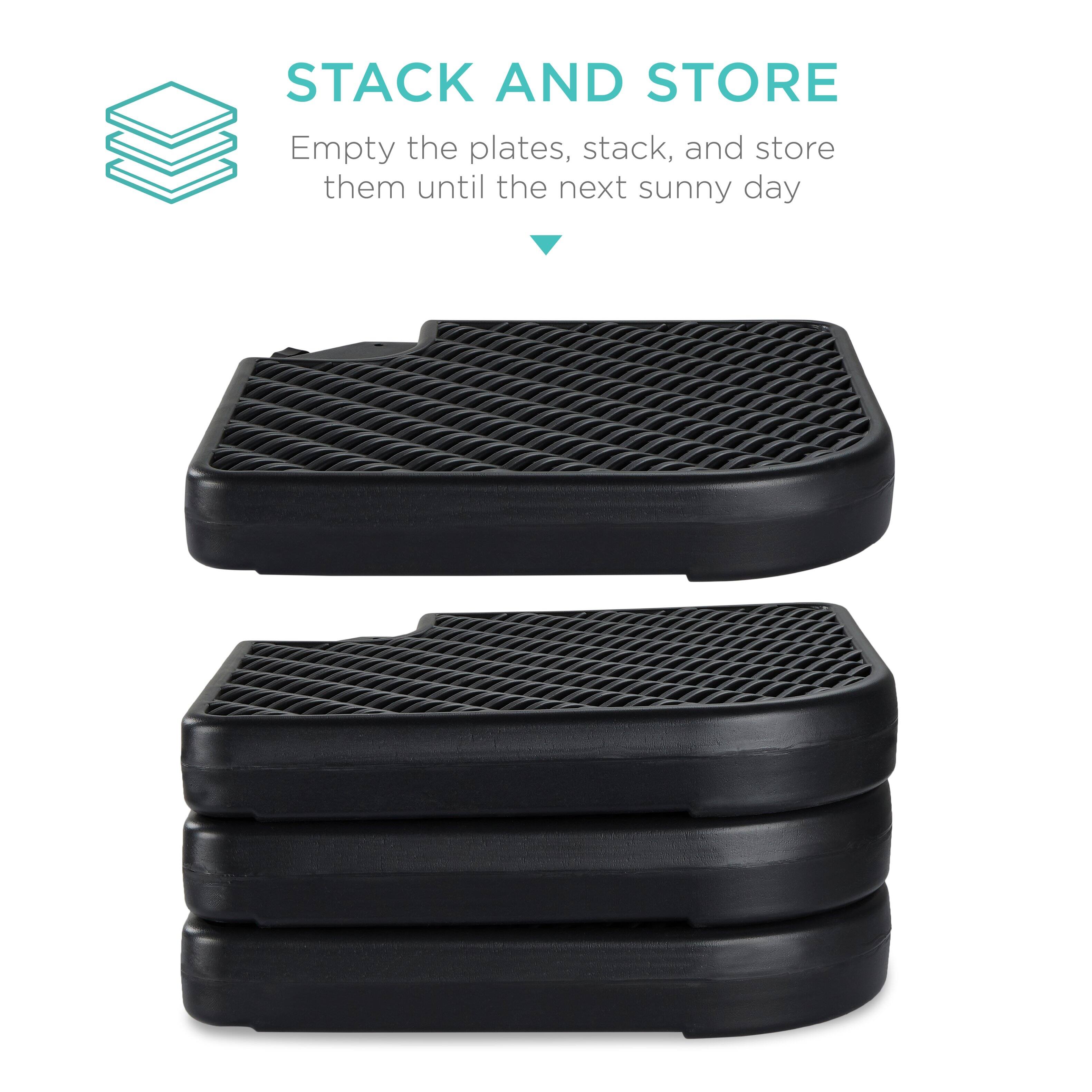 STACK AND STORE  
Empty the plates, stack, and store them until the next sunny day