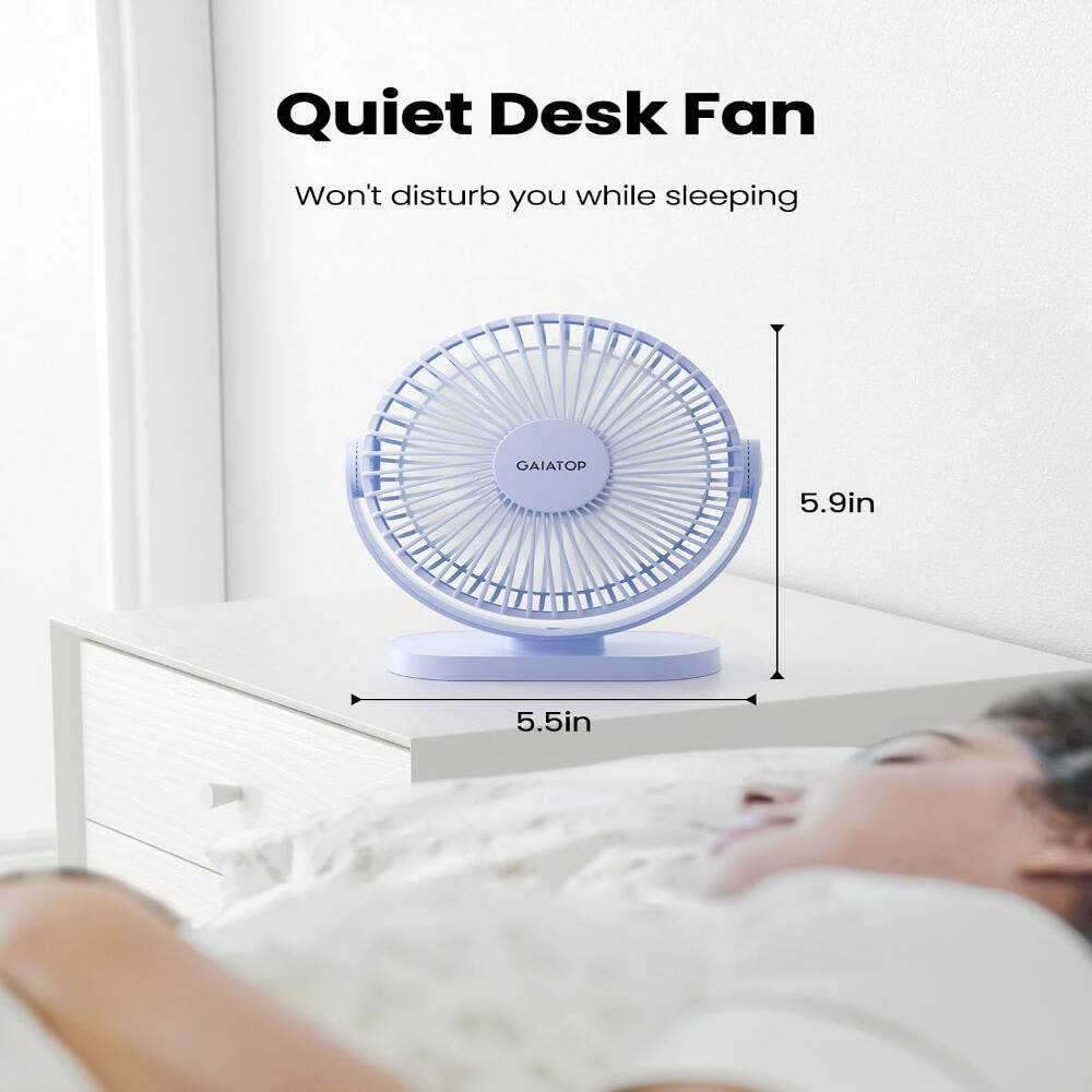Quiet Desk Fan Won't disturb you while sleeping GAIATOP 5.9in 5.5in