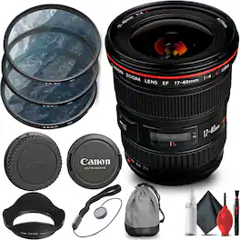 Canon - EF 17-40mm f/4L USM Lens (8806A002) + Filter Kit + Cap Keeper + More - Black