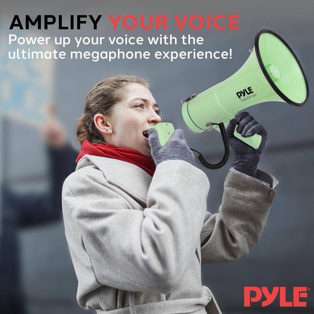 AMPLIFY YOUR VOICE  
Power up your voice with the ultimate megaphone experience!  

PYLE  
PYLE.com