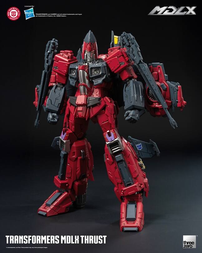 TRANSFORMERS MDLX THRUST

Licensed By:
Hasbro
TRANSFORMERS and all related trademarks and logos are trademarks of Hasbro, Inc. ©2005 Hasbro.

three zero