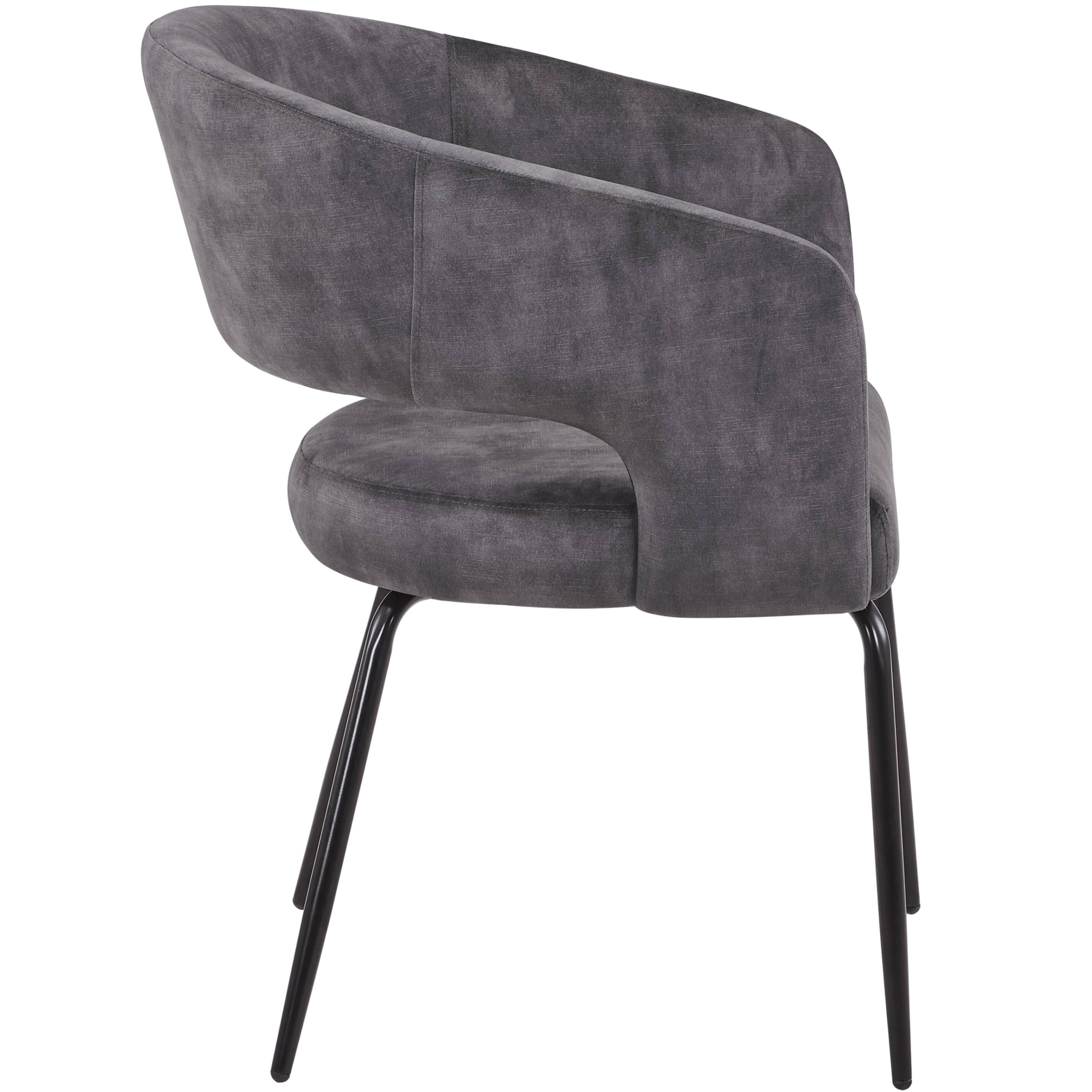 Alt View 3. LeisureMod - Gavin Modern Upholstered Dining Chair, Open Back Velvet/PU Leather Accent Chair with Metal Legs - Charcoal Velvet.