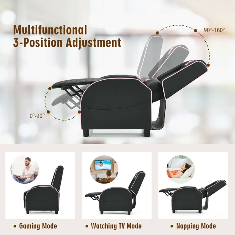 Multifunctional 3-Position Adjustment

90°-160°

0°-90°

- Gaming Mode
- Watching TV Mode
- Napping Mode