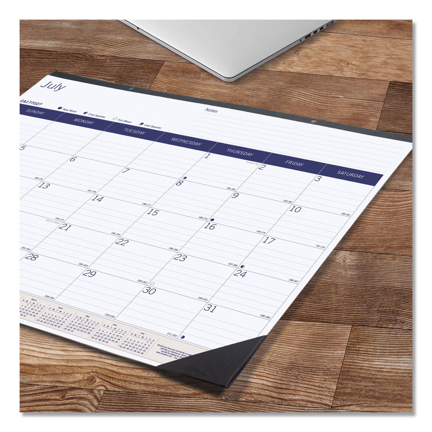 Blueline DuraGlobe Academic Desk Pad Calendar 22 x 17 White Blue Gray ...